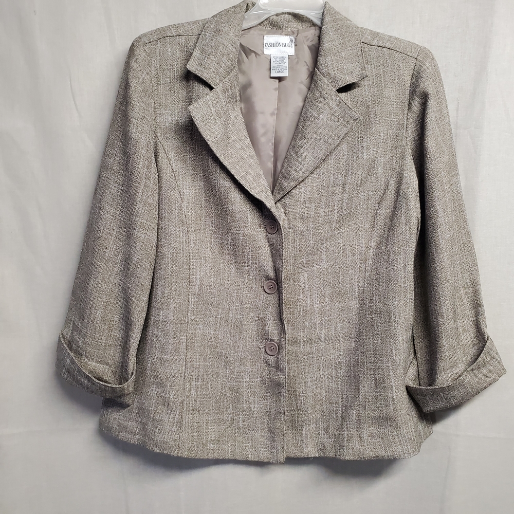 Fashion Bug Women's Textured Blazer & Pant in Tan